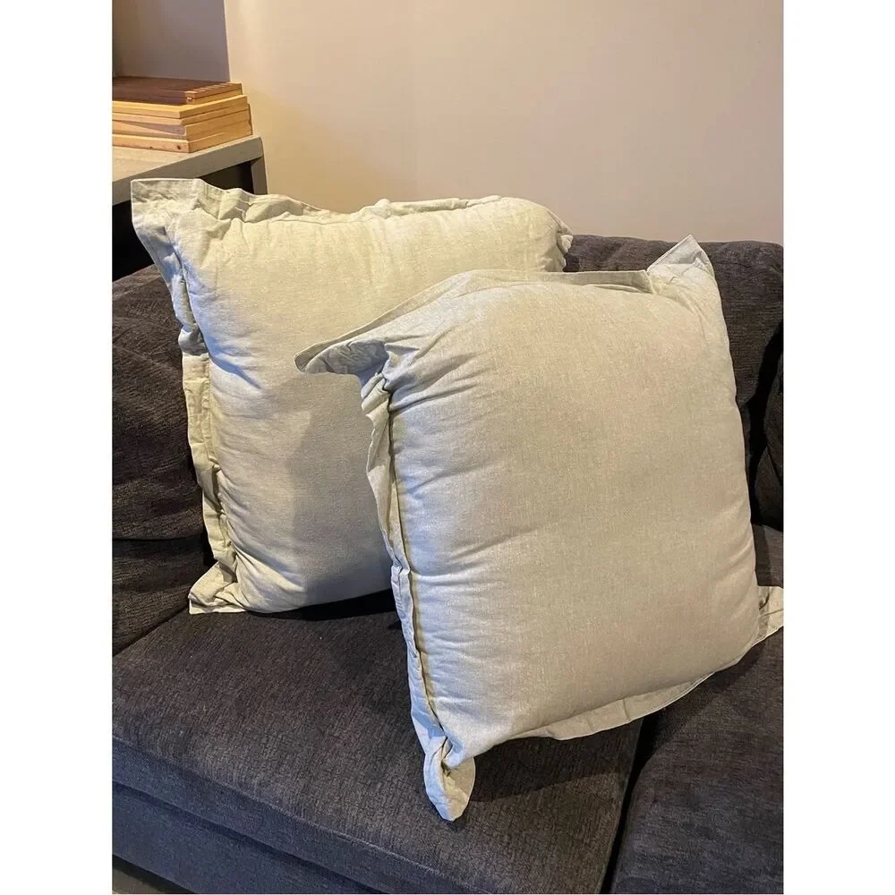 Threshold Light Green Chambray Euro Decorative Linen Throw Pillows - Set of 2